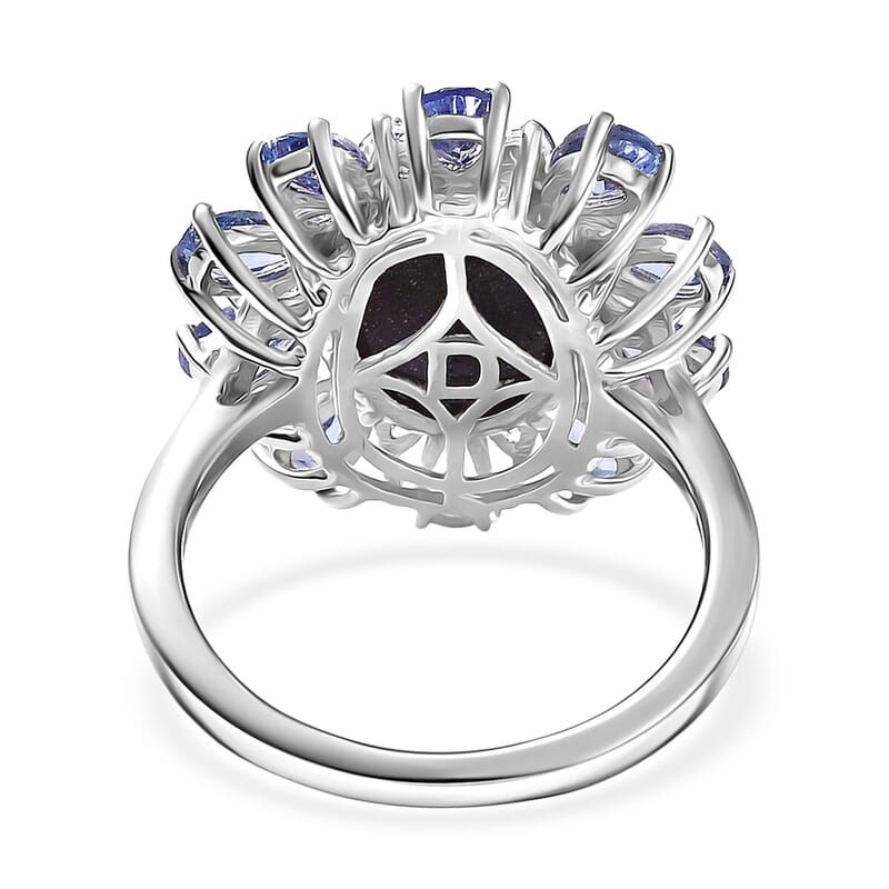 D'Joy Premium Indian Star Ruby and Multi Gemstone 9.30 ctw Celestial Starburst Ring in Rhodium Over Sterling Silver (Size 10.0)