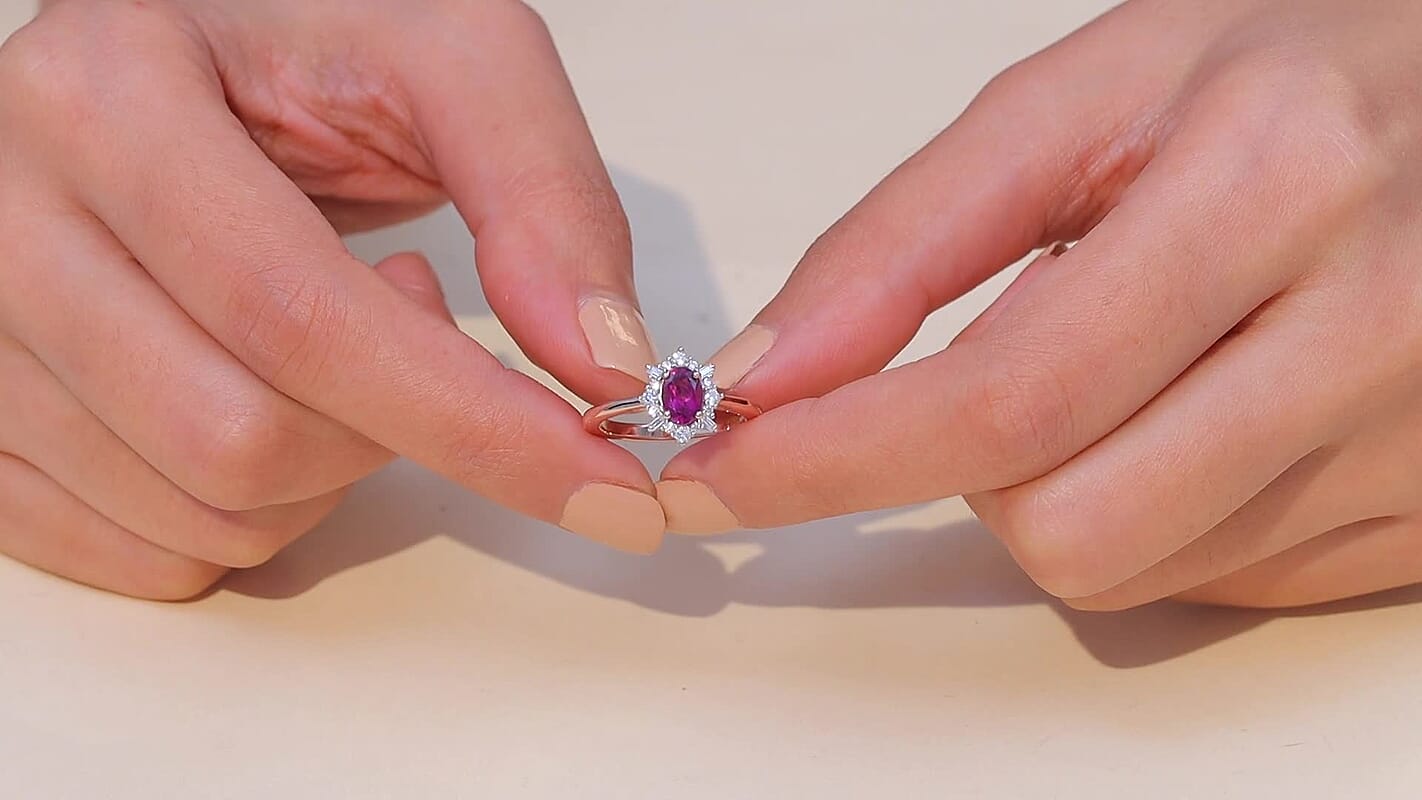 D'Joy AAA Radiant Ember Garnet, Moissanite Ring in 18K Vermeil RG Over Sterling Silver (Size 10.0) 1.20 ctw