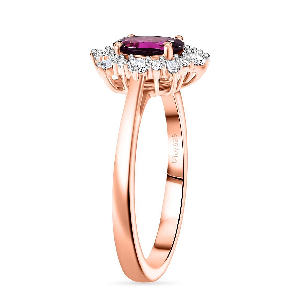 D'Joy AAA Radiant Ember Garnet and Moissanite 1.20 ctw Ring in 18K Vermeil Rose Gold Over Sterling Silver (Size 7.0) image number 3