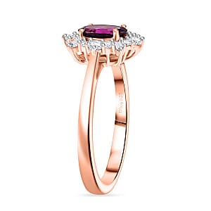 D'Joy AAA Radiant Ember Garnet and Moissanite 1.20 ctw Ring in 18K Vermeil Rose Gold Over Sterling Silver (Size 7.0)