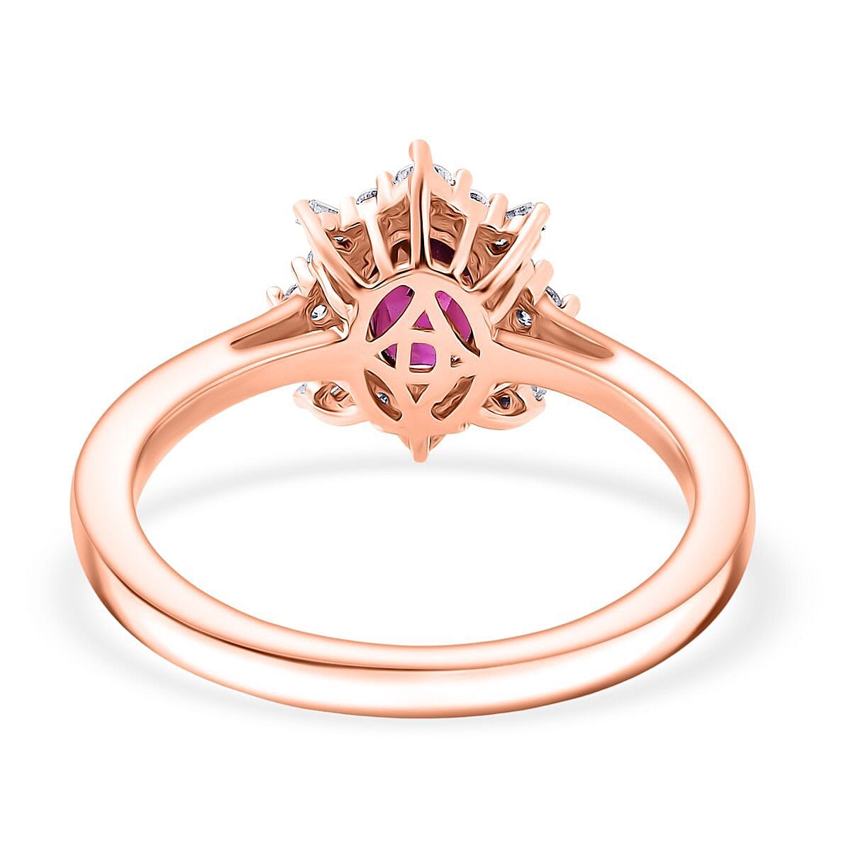 D'Joy AAA Radiant Ember Garnet and Moissanite 1.20 ctw Ring in 18K Vermeil Rose Gold Over Sterling Silver (Size 7.0) image number 4