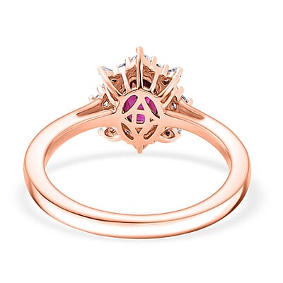 D'Joy AAA Radiant Ember Garnet and Moissanite 1.20 ctw Ring in 18K Vermeil Rose Gold Over Sterling Silver (Size 7.0)