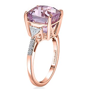 AAA Patroke Kunzite, Lab Grown Diamond (E-F, VS) Ring in 10K Rose Gold 7.25 ctw (Size 10.5)