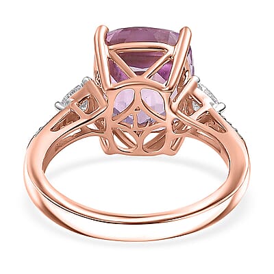 AAA Patroke Kunzite, Lab Grown Diamond (E-F, VS) Ring in 10K Rose Gold 7.25 ctw (Size 13.0)