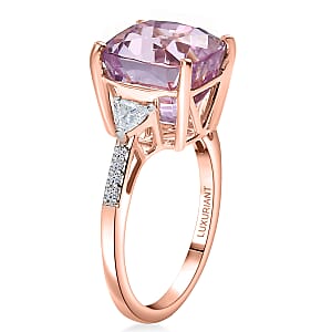 AAA Patroke Kunzite, Lab Grown Diamond (E-F, VS) Ring in 10K Rose Gold 7.25 ctw (Size 7.0)
