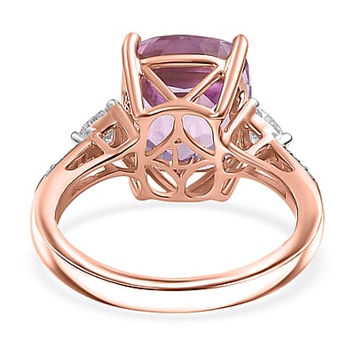AAA Patroke Kunzite, Lab Grown Diamond (E-F, VS) Ring in 10K Rose Gold 7.25 ctw (Size 7.0)