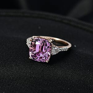 AAA Patroke Kunzite, Lab Grown Diamond (E-F, VS) Ring in 10K Rose Gold 7.25 ctw (Size 7.5)