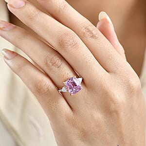 AAA Patroke Kunzite, Lab Grown Diamond Ring in 10K Rose Gold 7.25 ctw (Size 8.0)