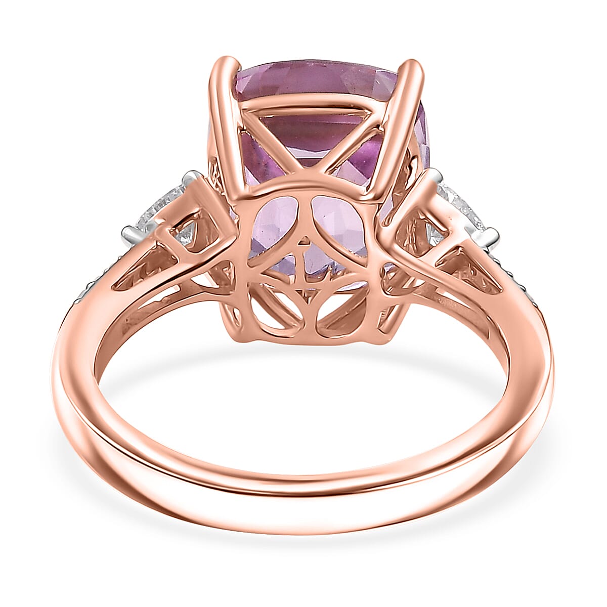 AAA Patroke Kunzite, Lab Grown Diamond Ring in 10K Rose Gold 7.25 ctw (Size 8.0) image number 4