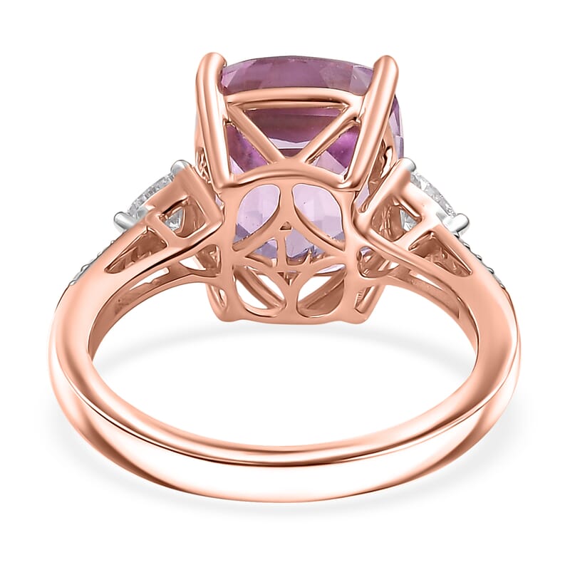 AAA Patroke Kunzite, Lab Grown Diamond Ring in 10K Rose Gold 7.25 ctw (Size 8.0)