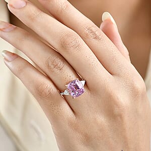 AAA Patroke Kunzite, Lab Grown Diamond Ring in 10K Rose Gold 7.25 ctw (Size 8.5)