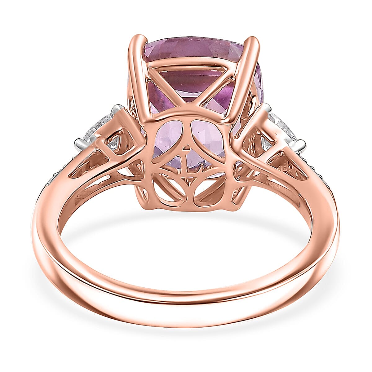 AAA Patroke Kunzite, Lab Grown Diamond Ring in 10K Rose Gold 7.25 ctw (Size 8.5) image number 4