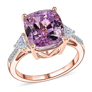 AAA Patroke Kunzite, Lab Grown Diamond Ring in 10K Rose Gold 7.25 ctw (Size 9.5)