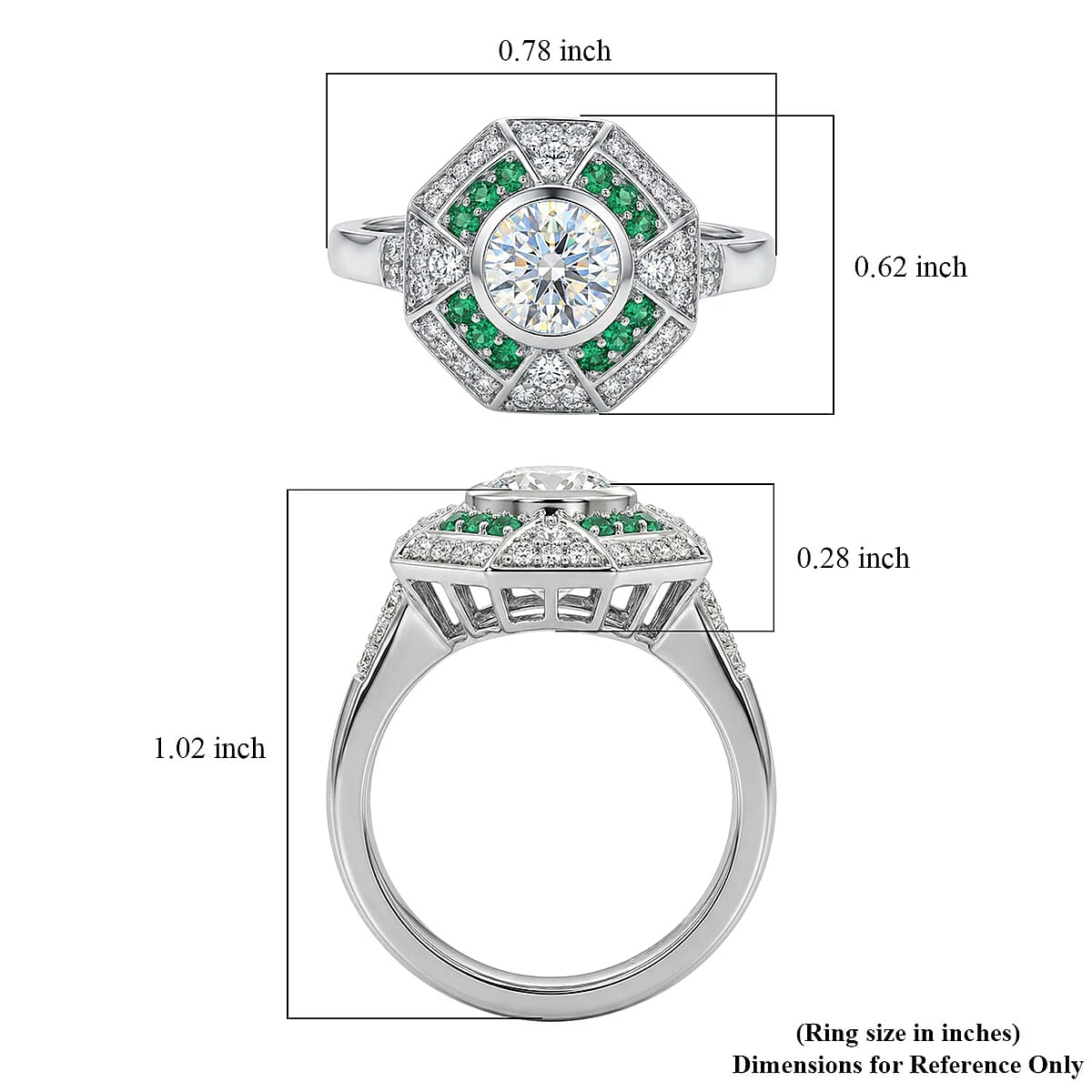 D'Joy Hearts & Arrow Cut Strontium Titanate and Multi Gemstone 3.10 ctw Cathedral Shield Ring in Rhodium Over Sterling Silver (Size 6.0) image number 5