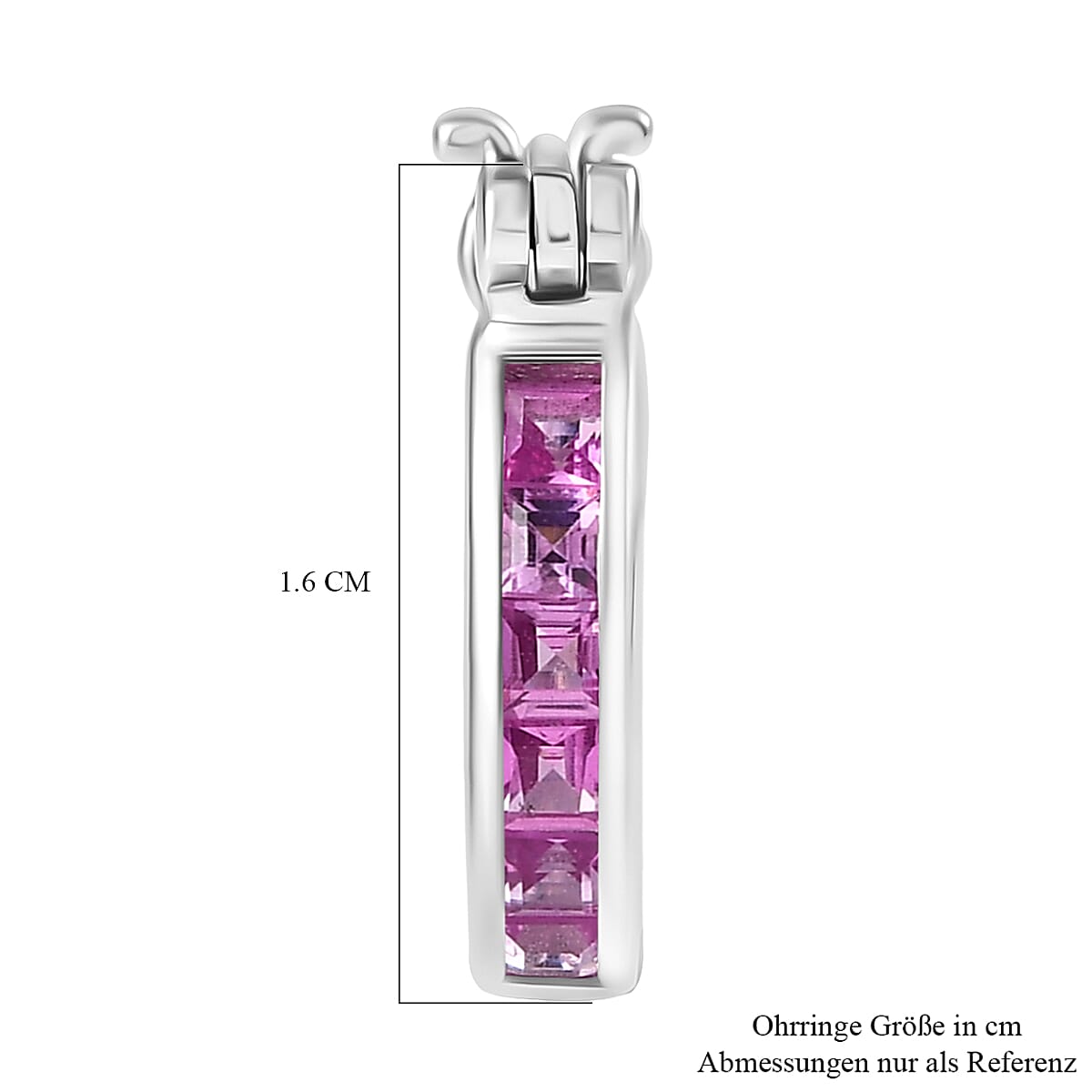 Luxuriant Lab Grown Pink Sapphire 0.75 ctw Hoop Earrings in Platinum Over Sterling Silver image number 4