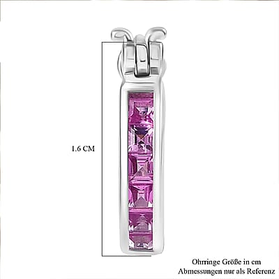 Luxuriant Lab Grown Pink Sapphire 0.75 ctw Hoop Earrings in Platinum Over Sterling Silver