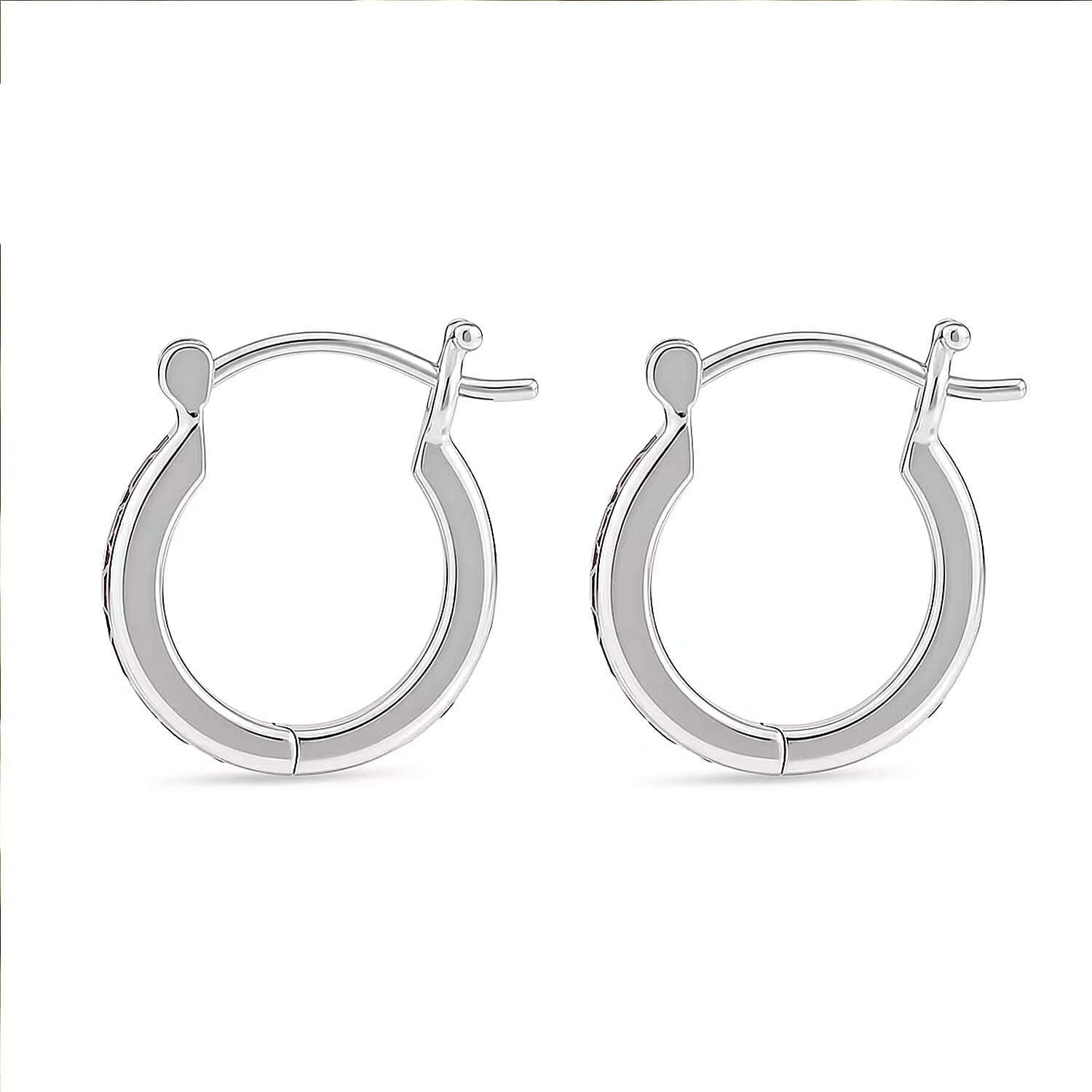 Luxuriant Lab Grown Pink Sapphire 0.75 ctw Hoop Earrings in Platinum Over Sterling Silver