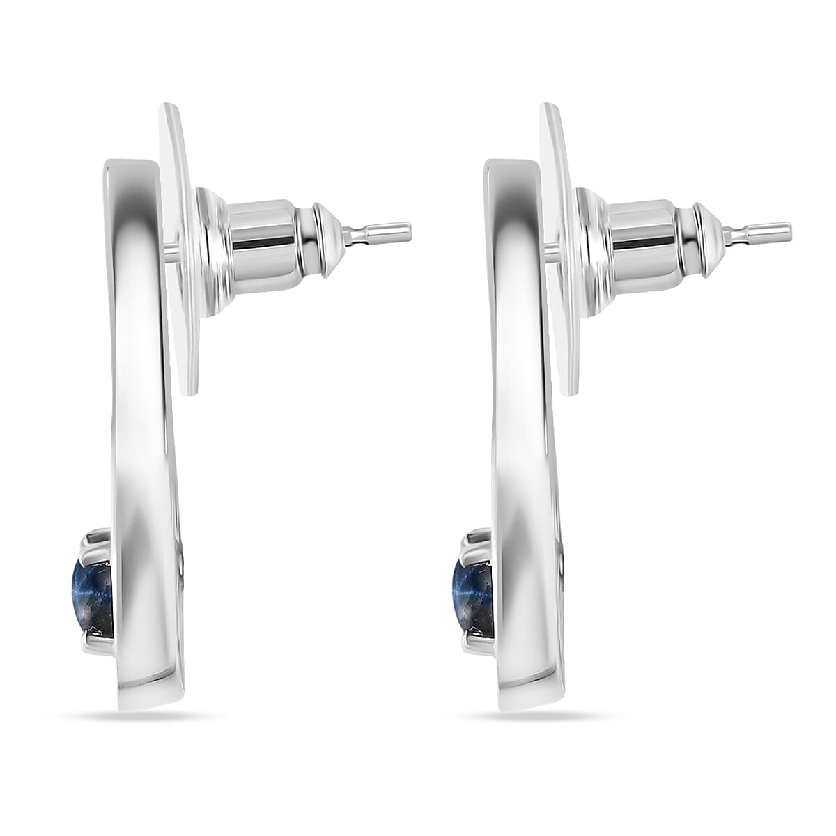 Doorbuster D'Joy Premium Blue Star Sapphire (DF) and Moissanite 2.15 ctw Celestial Drop Earrings in Rhodium Over Sterling Silver image number 3