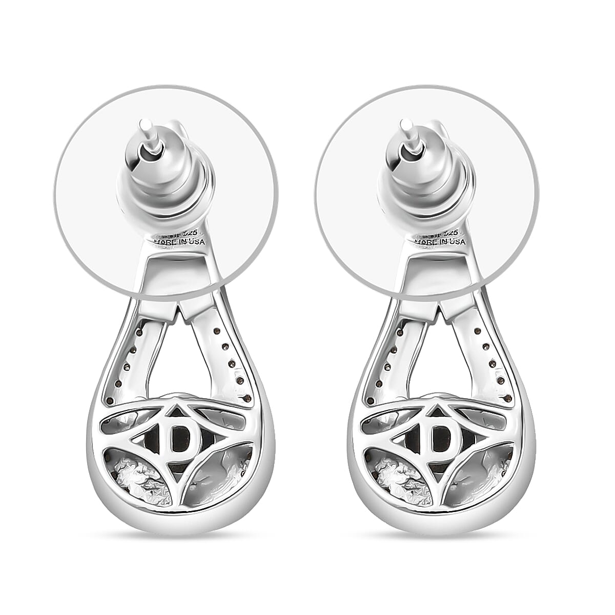 Doorbuster D'Joy Premium Blue Star Sapphire (DF) and Moissanite 2.15 ctw Celestial Drop Earrings in Rhodium Over Sterling Silver image number 4