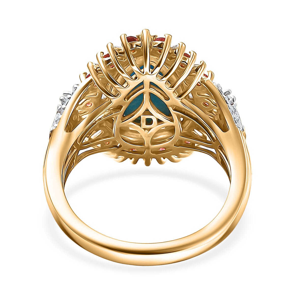 D'Joy Sleeping Beauty Turquoise, Multi Gemstone Ring in 18K Vermeil YG Over Sterling Silver 3.80 ctw (Size 6.0) image number 4
