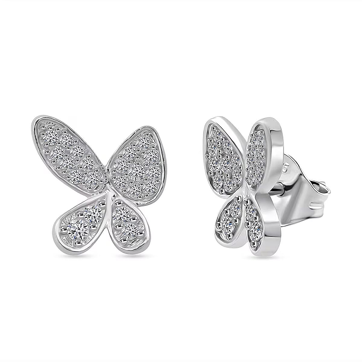 Doorbuster Luxuriant Lab Grown Diamond G-H SI 0.50 ctw Butterfly Earrings in Rhodium Over Sterling Silver image number 0