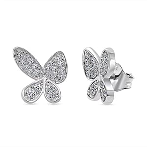 Doorbuster Luxuriant Lab Grown Diamond G-H SI 0.50 ctw Butterfly Earrings in Rhodium Over Sterling Silver