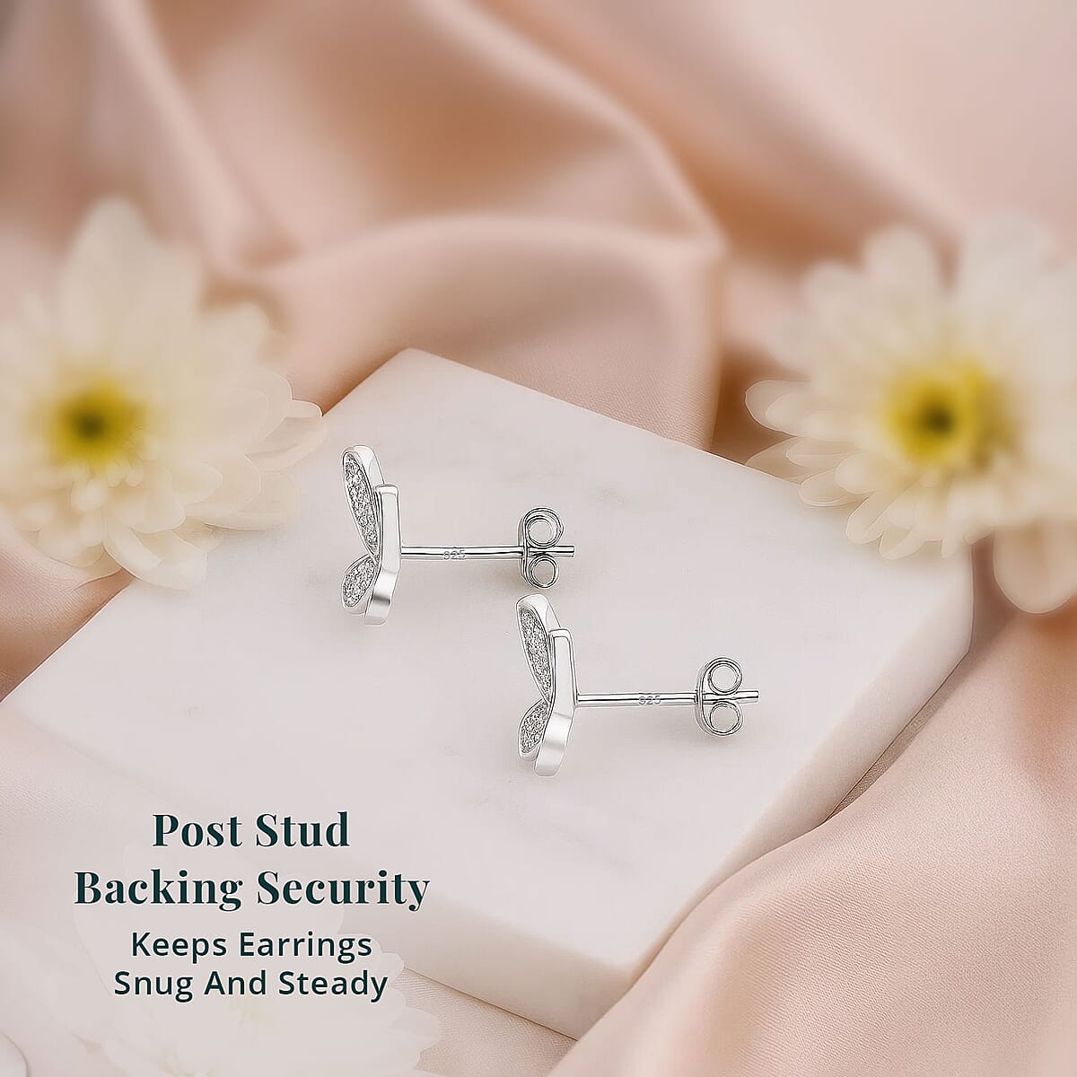 Doorbuster Luxuriant Lab Grown Diamond G-H SI 0.50 ctw Butterfly Earrings in Rhodium Over Sterling Silver image number 5