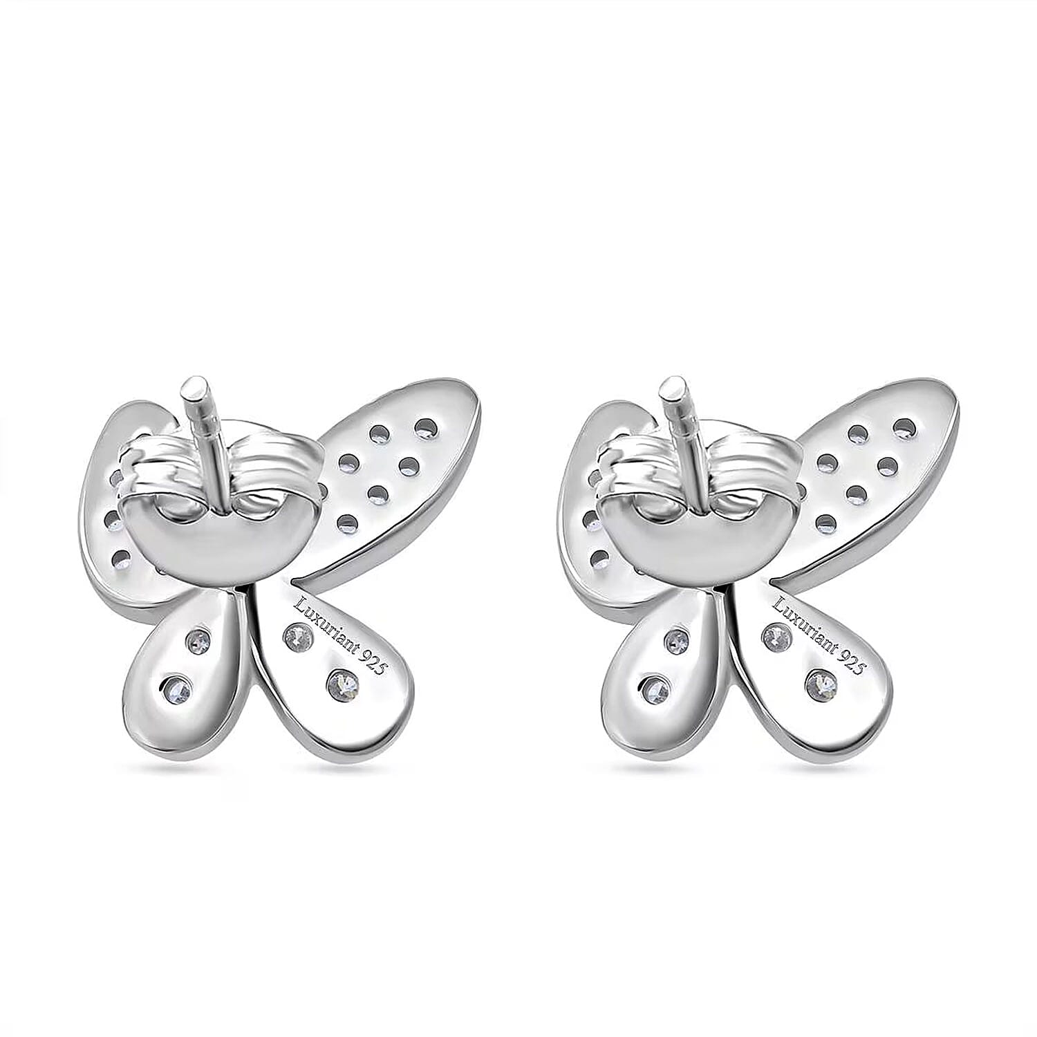 Luxuriant Lab Grown Diamond G-H SI 0.50 ctw Butterfly Earrings in Rhodium Over Sterling Silver