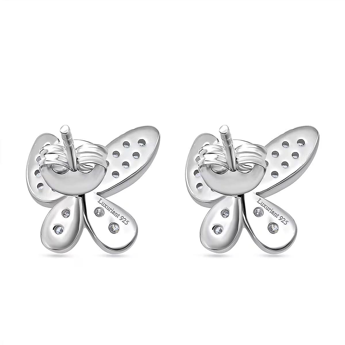 Doorbuster Luxuriant Lab Grown Diamond G-H SI 0.50 ctw Butterfly Earrings in Rhodium Over Sterling Silver image number 6