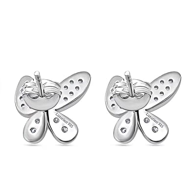 Luxuriant Lab Grown Diamond G-H SI 0.50 ctw Butterfly Earrings in Rhodium Over Sterling Silver
