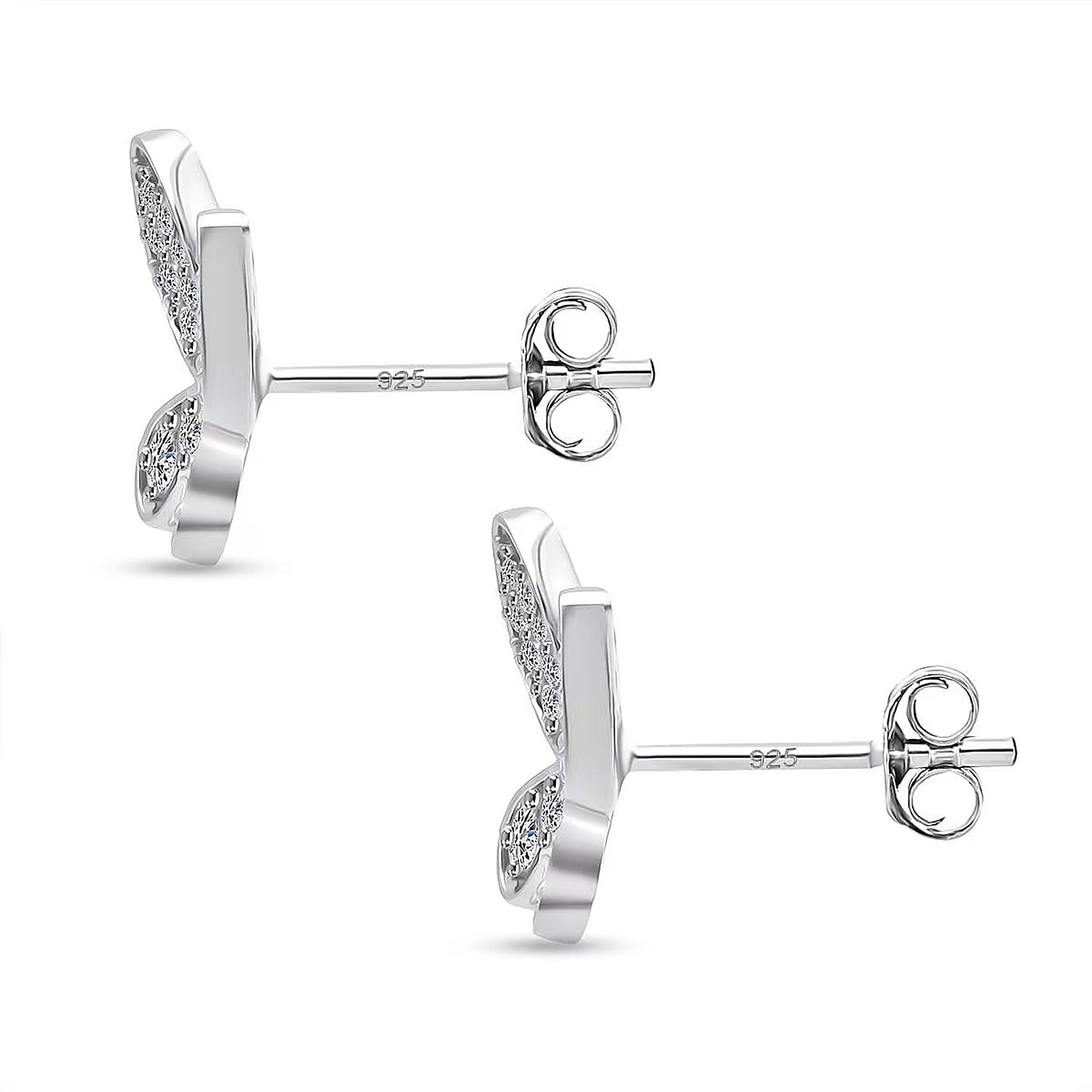 Luxuriant Lab Grown Diamond G-H SI 0.50 ctw Butterfly Earrings in Rhodium Over Sterling Silver