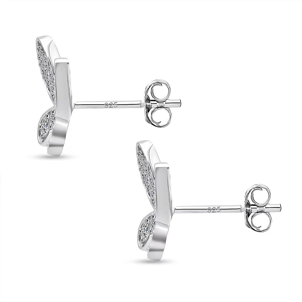 Doorbuster Luxuriant Lab Grown Diamond G-H SI 0.50 ctw Butterfly Earrings in Rhodium Over Sterling Silver image number 7