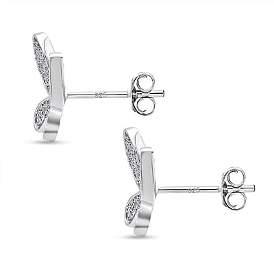 Luxuriant Lab Grown Diamond G-H SI 0.50 ctw Butterfly Earrings in Rhodium Over Sterling Silver