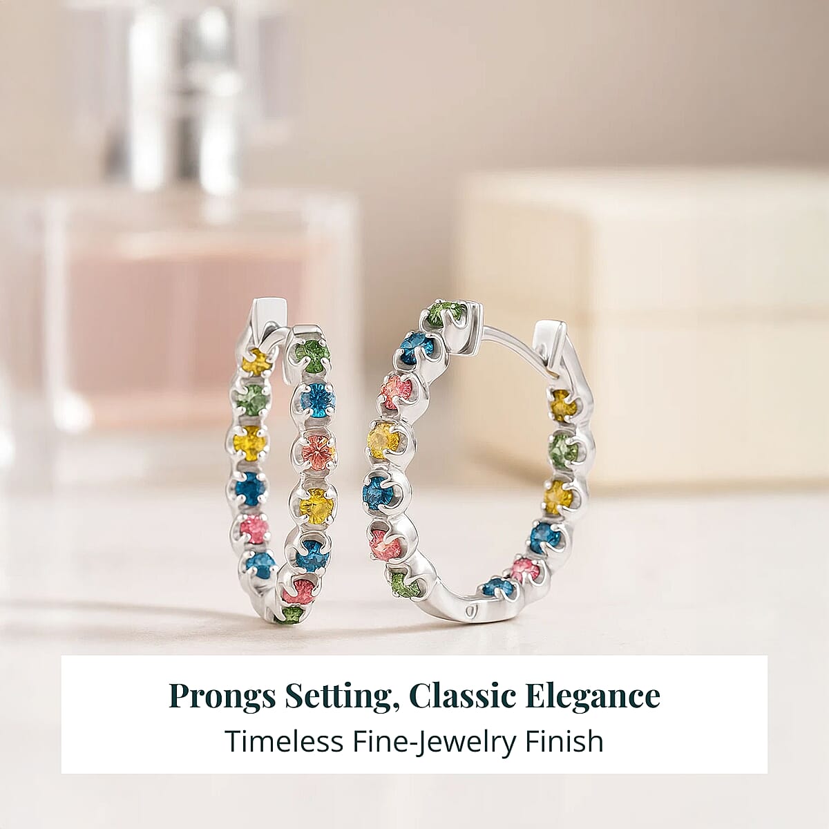 Doorbuster Luxuriant Lab Grown Multi Diamond SI 1.15 ctw Aurora Radiance Hoop Earrings in Rhodium Over Sterling Silver image number 4