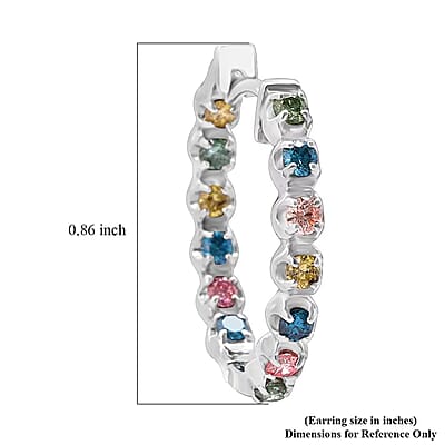 Luxuriant Lab Grown Multi Diamond SI 1.15 ctw Aurora Radiance Hoop Earrings in Rhodium Over Sterling Silver