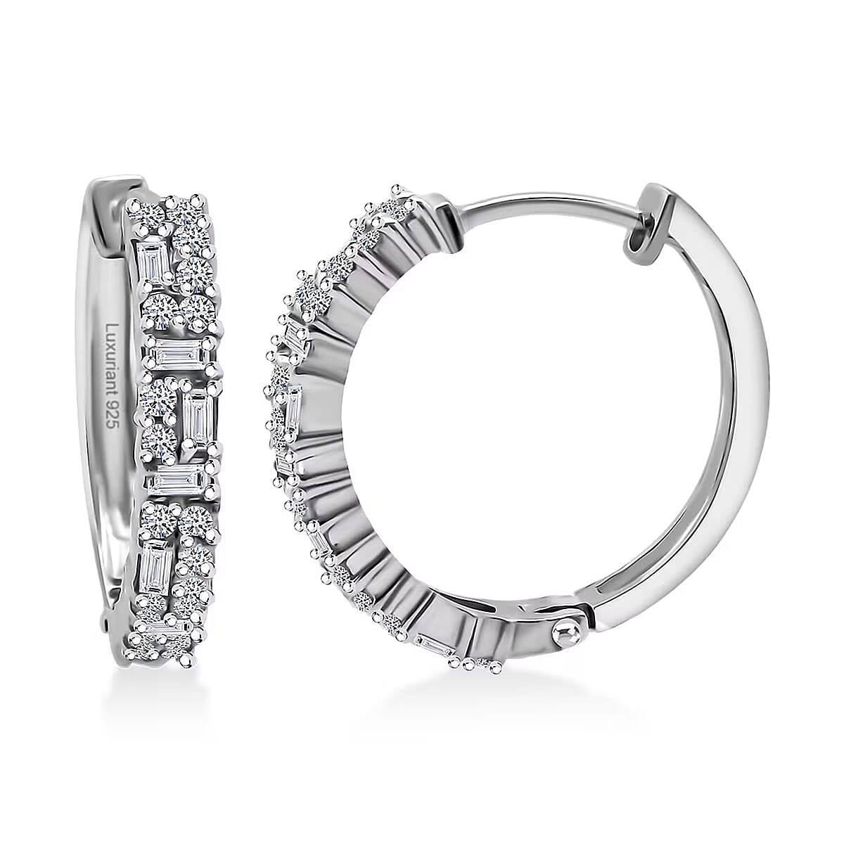 Luxuriant Lab Grown Diamond G-H SI 1.25 ctw Art Deco Earrings in Rhodium Over Sterling Silver image number 0