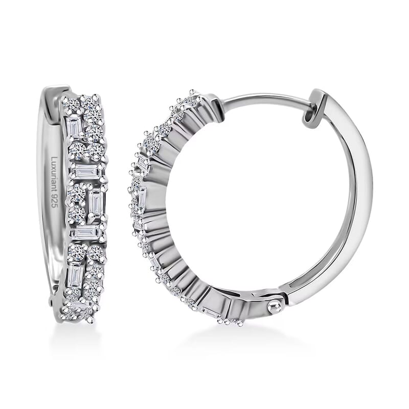 Luxuriant Lab Grown Diamond G-H SI 1.25 ctw Art Deco Earrings in Rhodium Over Sterling Silver