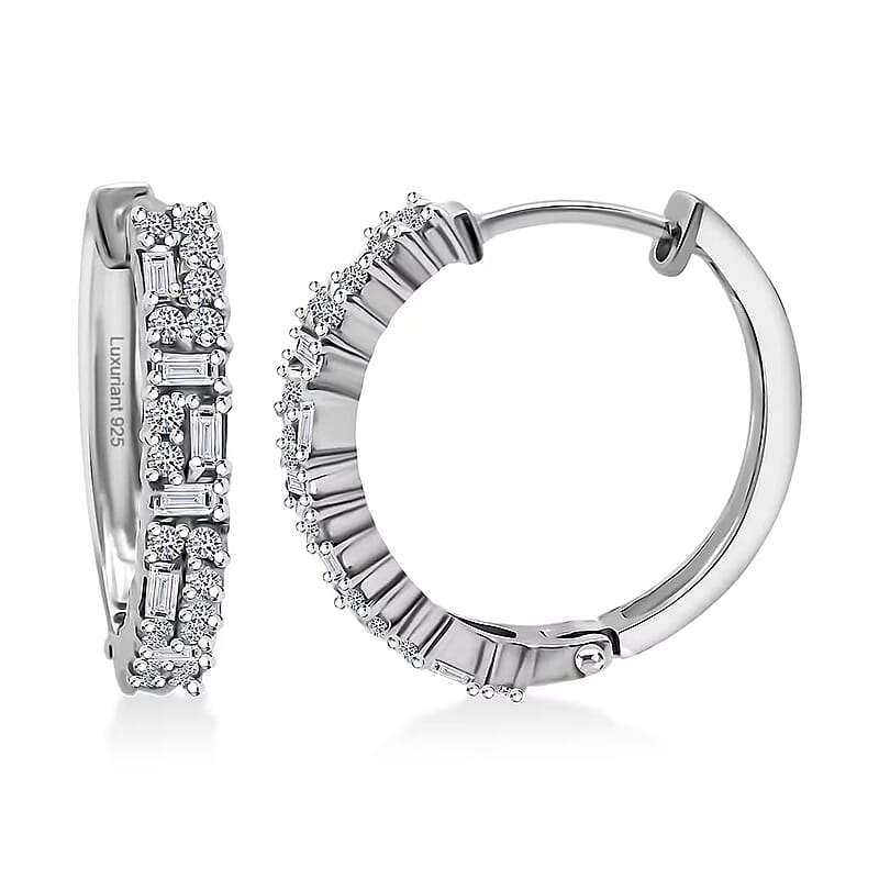 Luxuriant Lab Grown Diamond G-H SI 1.25 ctw Art Deco Earrings in Rhodium Over Sterling Silver