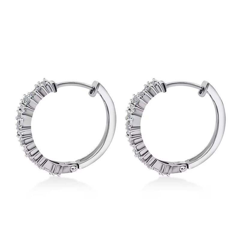 Luxuriant Lab Grown Diamond G-H SI 1.25 ctw Art Deco Earrings in Rhodium Over Sterling Silver