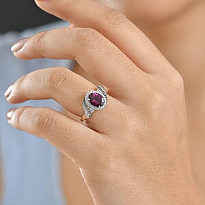 AAA Radiant Ember Garnet, Lab Grown Diamond, Natural Champagne Diamond Ring in 10K Yellow Gold 2.50 ctw (Size 10.0)
