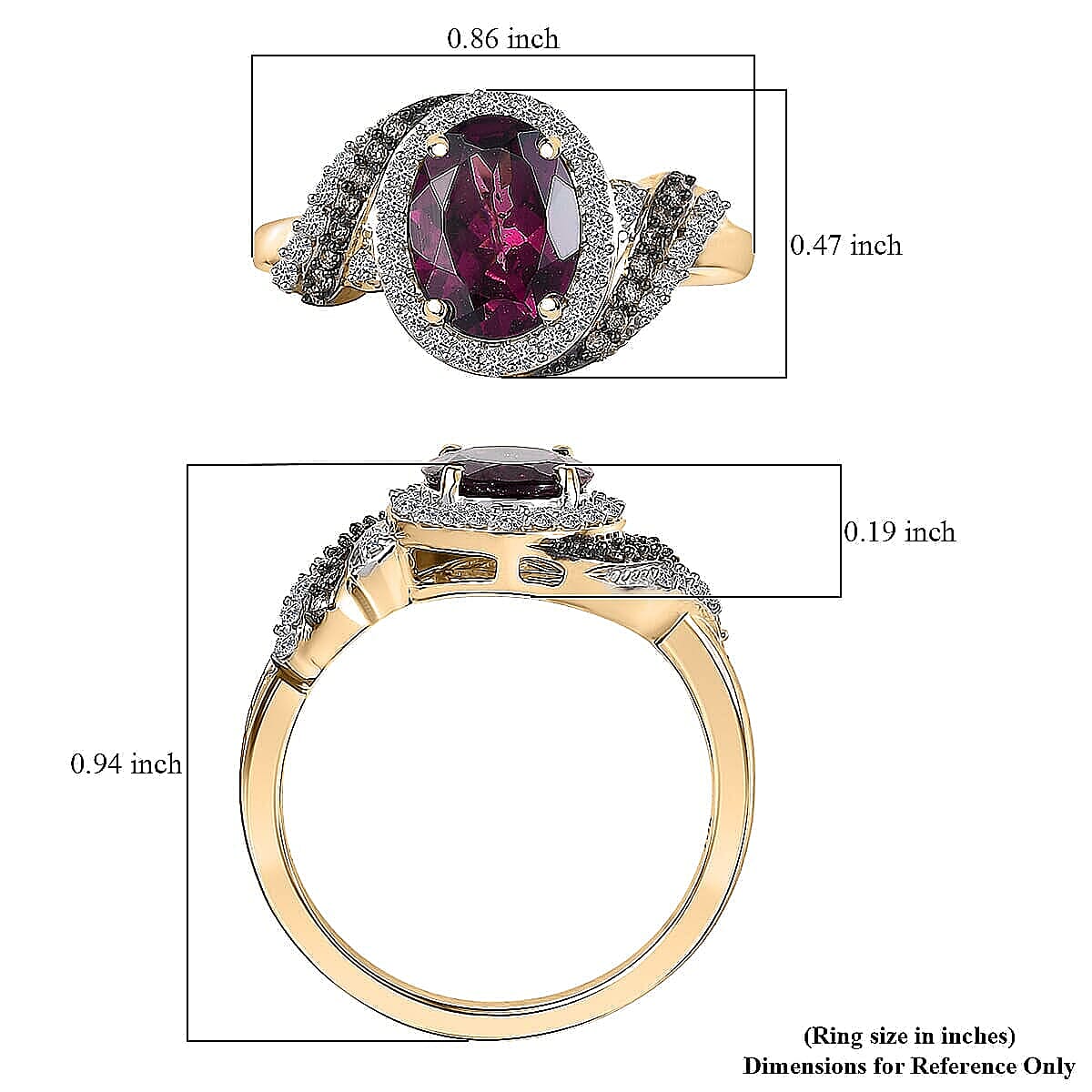 AAA Radiant Ember Garnet, Lab Grown Diamond, Natural Champagne Diamond Ring in 10K Yellow Gold 2.50 ctw (Size 10.0) image number 5