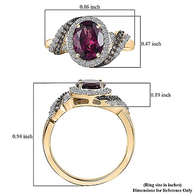 AAA Radiant Ember Garnet, Lab Grown Diamond, Natural Champagne Diamond Ring in 10K Yellow Gold 2.50 ctw (Size 10.0)