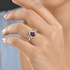 AAA Radiant Ember Garnet, Lab Grown Diamond, Natural Champagne Diamond Ring in 10K Yellow Gold 2.50 ctw (Size 7.0)