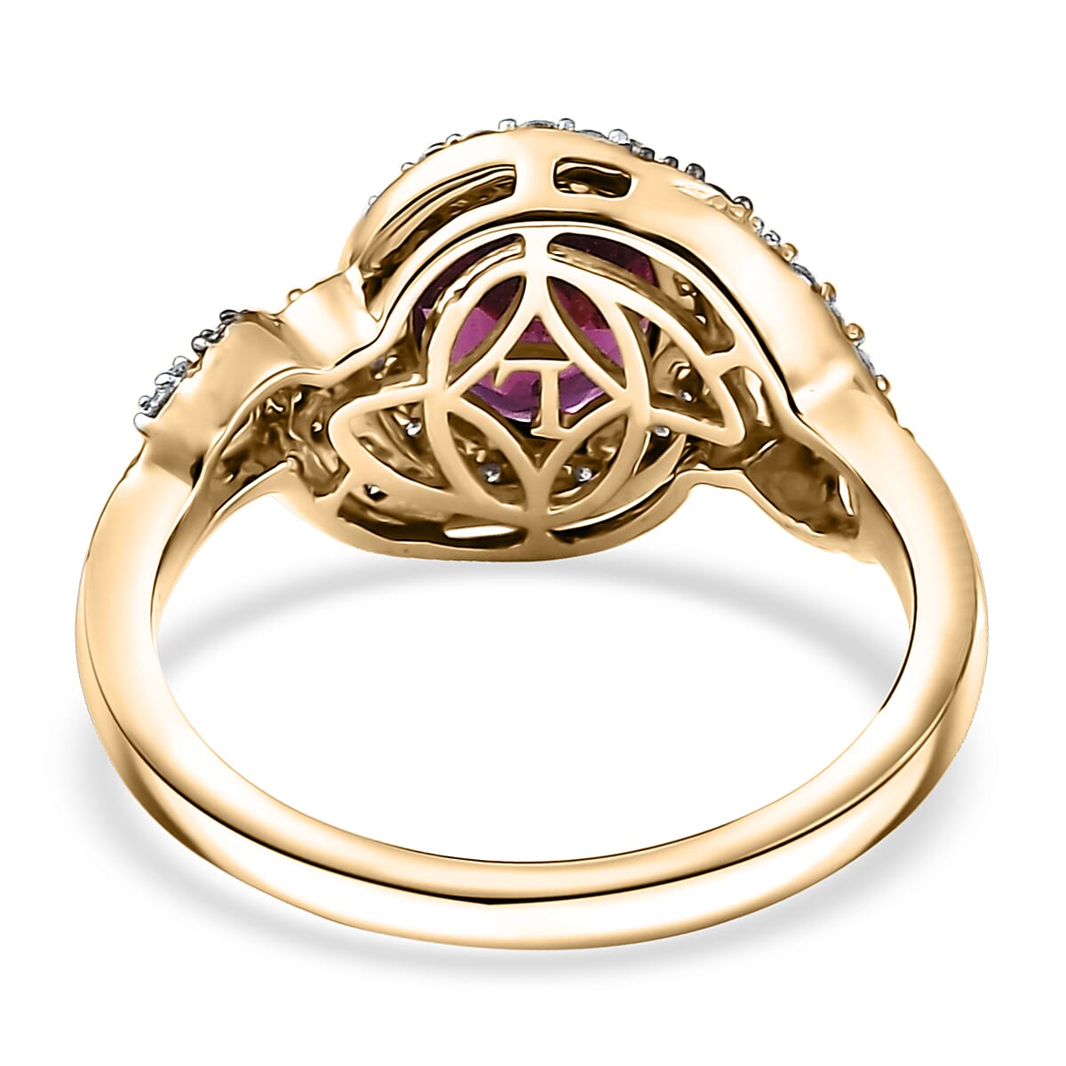 Doorbuster AAA Radiant Ember Garnet, Luxuriant Lab Grown Diamond E-F VS and Natural Champagne Diamond I2 2.50 ctw Flame Crown Ring in 10K Yellow Gold (Size 7.0) image number 4