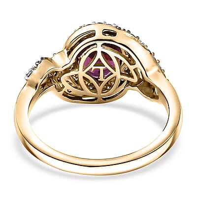 AAA Radiant Ember Garnet, Lab Grown Diamond, Natural Champagne Diamond Ring in 10K Yellow Gold 2.50 ctw (Size 7.0)