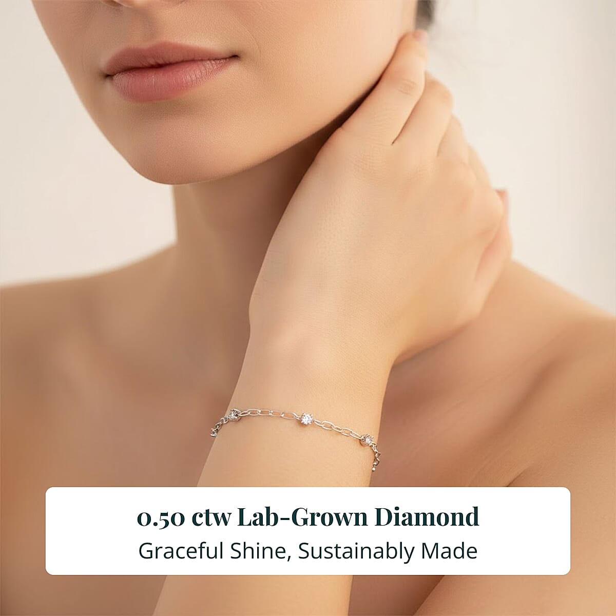  Luxuriant Lab Grown Diamond G-H SI 0.50 ctw Bracelet in Rhodium Over Sterling Silver (7.25 In) image number 1
