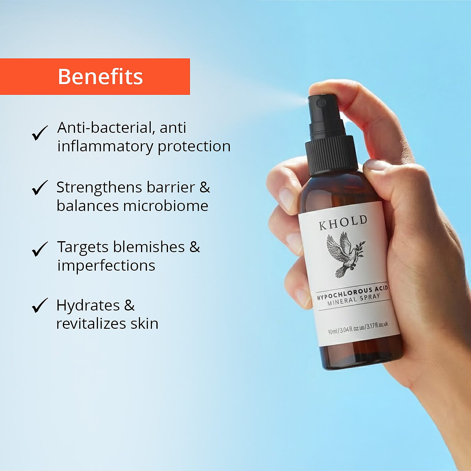 KHOLD Hypochlorous Acid Mineral Spray (3.17oz)