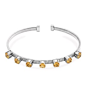 EverTrue Brazilian Citrine 4.00 ctw Cuff Bracelet in Stainless Steel (7.25 In)