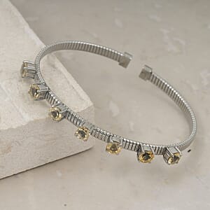 EverTrue Brazilian Citrine 4.00 ctw Cuff Bracelet in Stainless Steel (7.25 In)