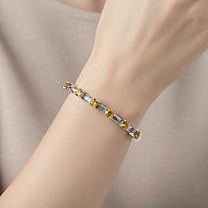 EverTrue Brazilian Citrine 4.00 ctw Cuff Bracelet in Stainless Steel (7.25 In)